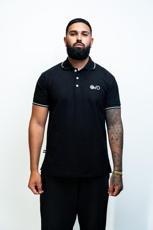 EVO POLO BLACK WITH WHITE LOGO = 50🎟️‼️